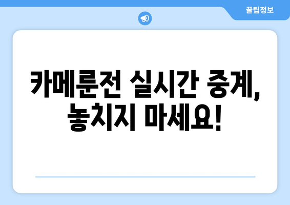 대한민국 vs 카메룬, 국가 대표팀의 승부를 향한 열전! | 실시간 중계 & 하이라이트 영상