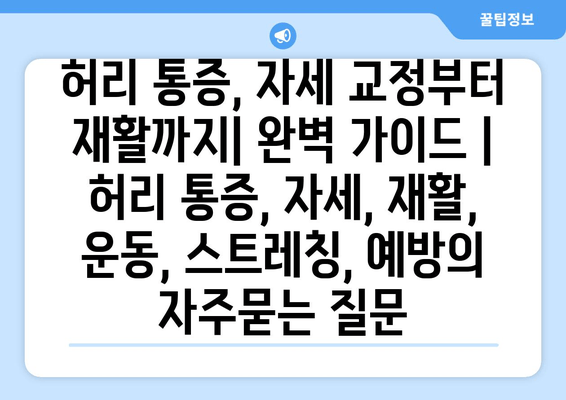 허리 통증, 자세 교정부터 재활까지| 완벽 가이드 | 허리 통증, 자세, 재활, 운동, 스트레칭, 예방