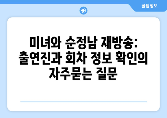 미녀와 순정남 재방송: 출연진과 회차 정보 확인