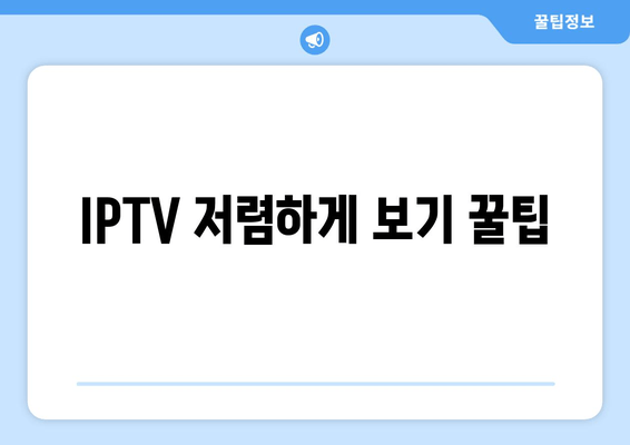 IPTV 저렴하게 보기 꿀팁