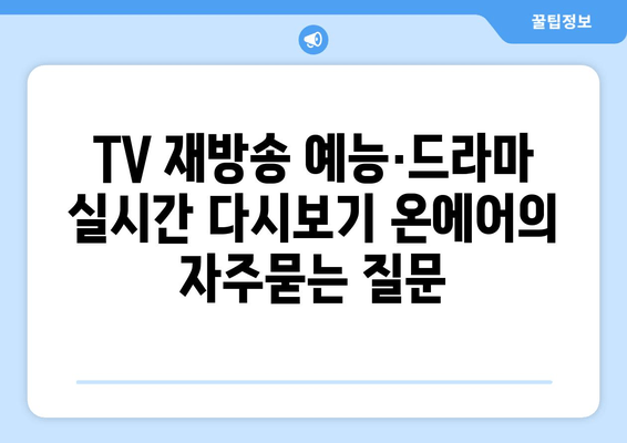 TV 재방송 예능·드라마 실시간 다시보기 온에어