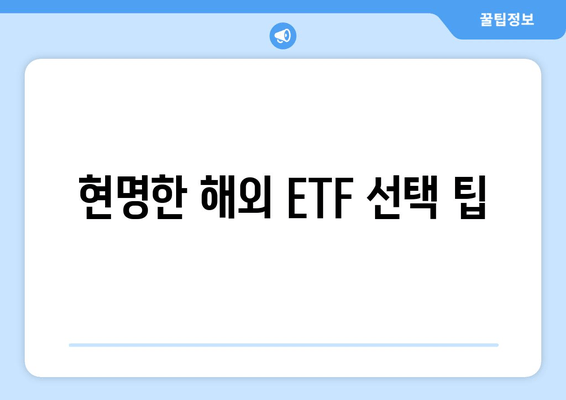 현명한 해외 ETF 선택 팁