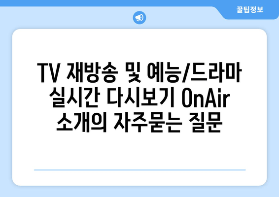 TV 재방송 및 예능/드라마 실시간 다시보기 OnAir 소개