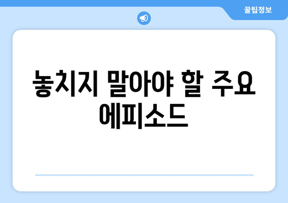 놓치지 말아야 할 주요 에피소드