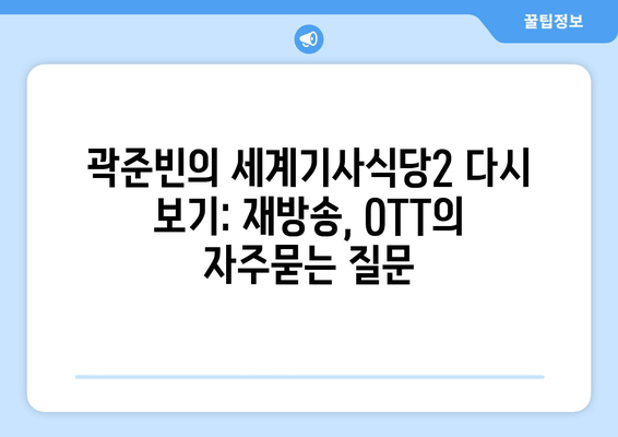 곽준빈의 세계기사식당2 다시 보기: 재방송, OTT