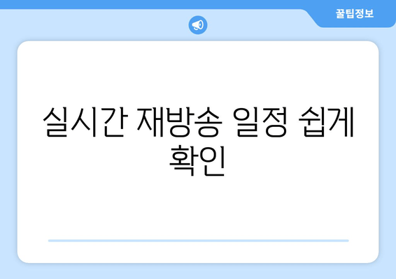 실시간 재방송 일정 쉽게 확인