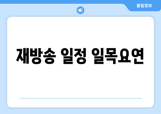 재방송 일정 일목요연