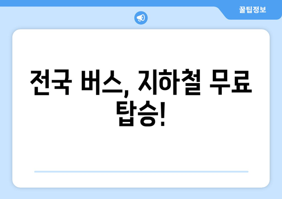 전국 버스, 지하철 무료 탑승!
