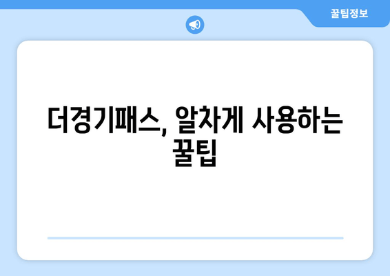 더경기패스, 알차게 사용하는 꿀팁