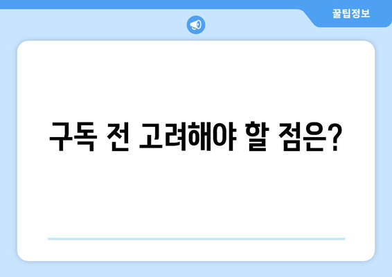 구독 전 고려해야 할 점은?