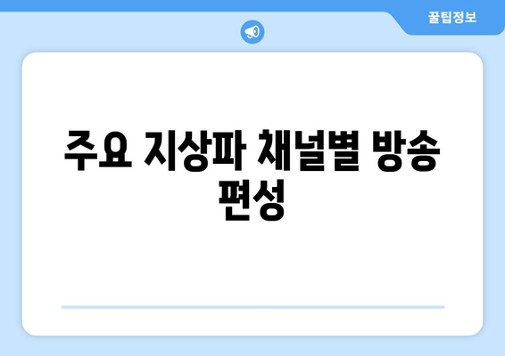 주요 지상파 채널별 방송 편성