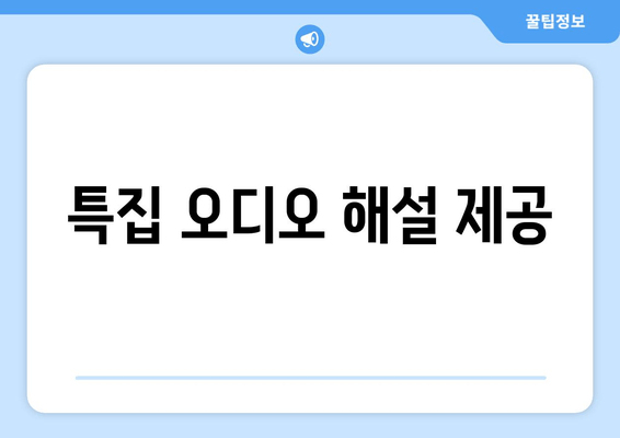 특집 오디오 해설 제공