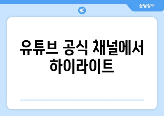 유튜브 공식 채널에서 하이라이트