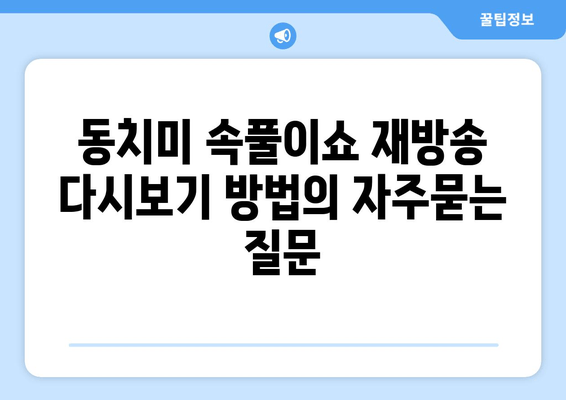 동치미 속풀이쇼 재방송 다시보기 방법