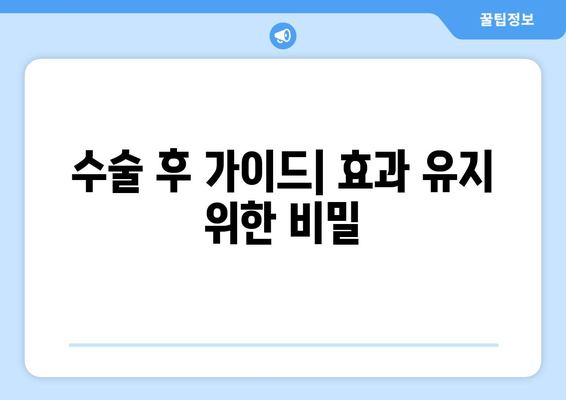 수술 후 가이드| 효과 유지 위한 비밀