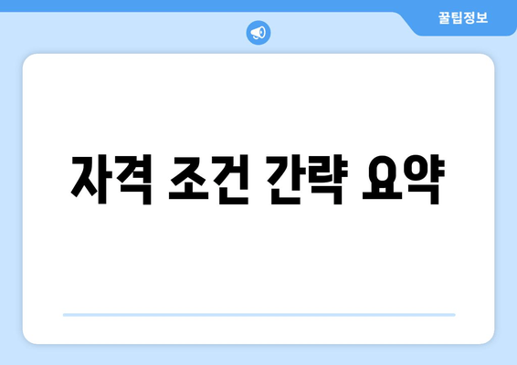 자격 조건 간략 요약