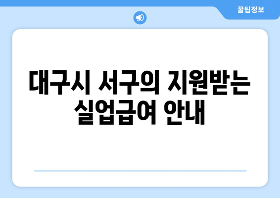 대구시 서구의 지원받는 실업급여 안내