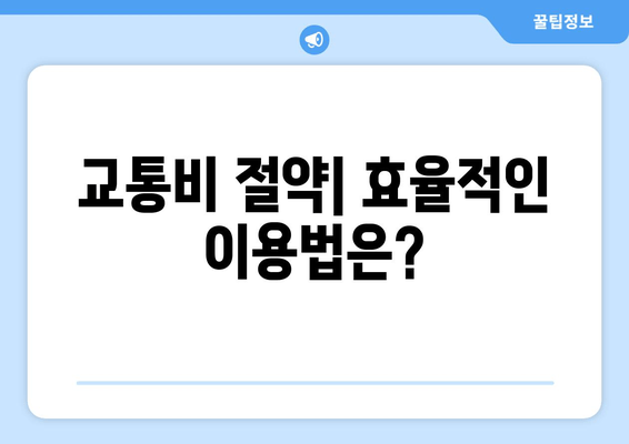 교통비 절약| 효율적인 이용법은?