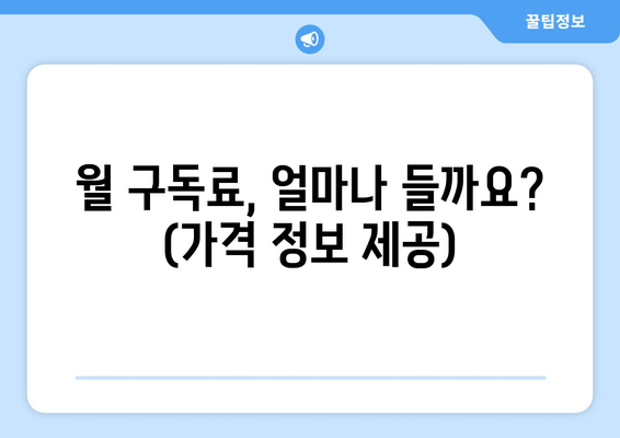 월 구독료, 얼마나 들까요? (가격 정보 제공)