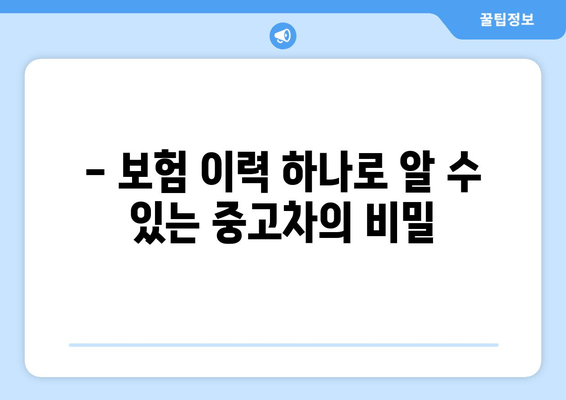 중고차 안전하게 사는 필수 정보! 보험 이력 확인 방법 완벽 분석 | 중고차, 보험 이력, 안전거래, 차량 정보