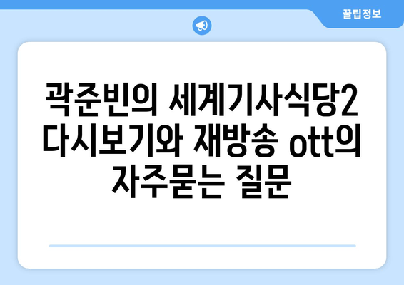 곽준빈의 세계기사식당2 다시보기와 재방송 ott