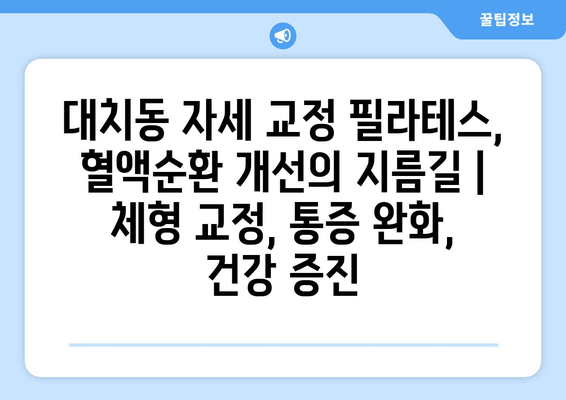 대치동 자세 교정 필라테스, 혈액순환 개선의 지름길 | 체형 교정, 통증 완화, 건강 증진