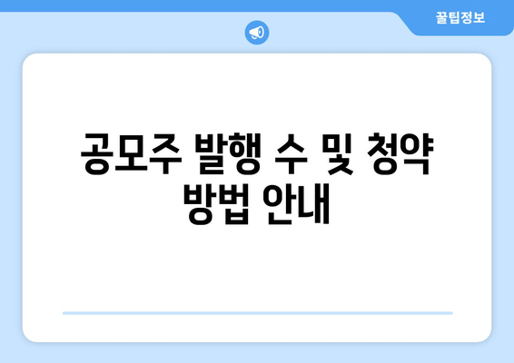 공모주 발행 수 및 청약 방법 안내