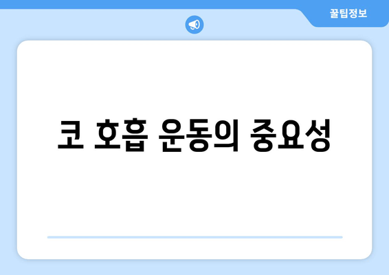 코 호흡 운동의 중요성