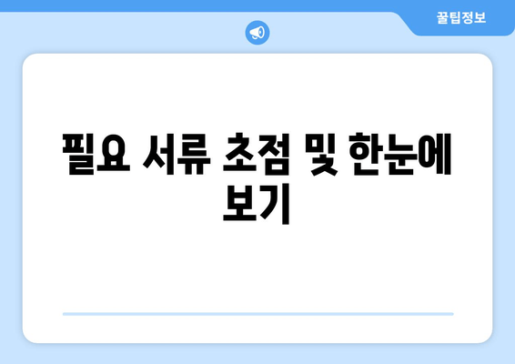 필요 서류 초점 및 한눈에 보기