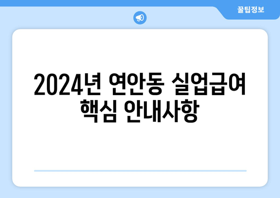 2024년 연안동 실업급여 핵심 안내사항