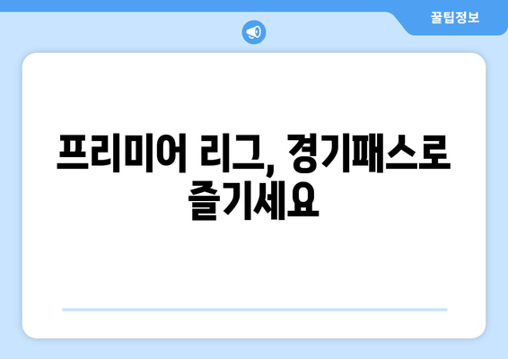 프리미어 리그, 경기패스로 즐기세요