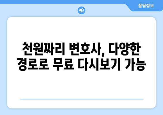 천원짜리 변호사 무료 재방송, 어디서 볼 수 있을까요? | 다양한 플랫폼 총정리