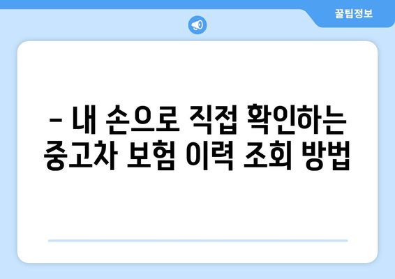 중고차 안전하게 사는 필수 정보! 보험 이력 확인 방법 완벽 분석 | 중고차, 보험 이력, 안전거래, 차량 정보