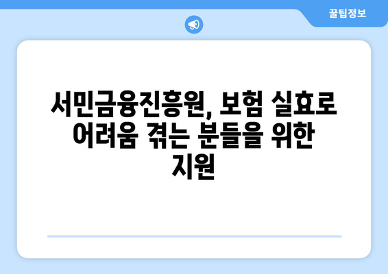 보험 실효 후 서민금융진흥원 이관 처리 및 해제| 상세 가이드 | 보험 해지, 채무 탕감, 금융 지원