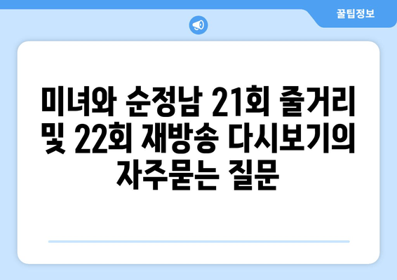 미녀와 순정남 21회 줄거리 및 22회 재방송 다시보기