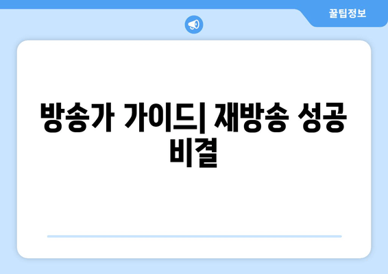 방송가 가이드| 재방송 성공 비결