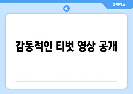 감동적인 티벗 영상 공개