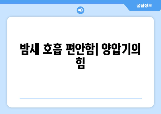 밤새 호흡 편안함| 양압기의 힘