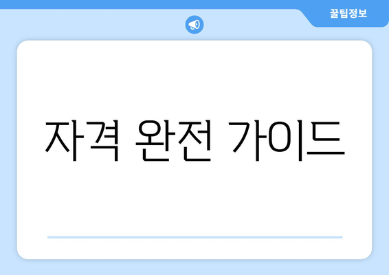 자격 완전 가이드