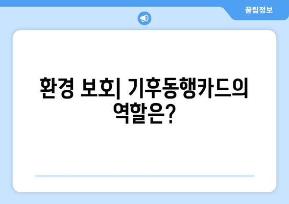 환경 보호| 기후동행카드의 역할은?