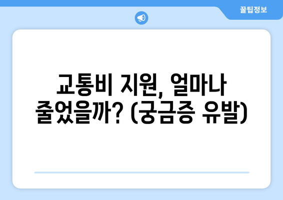 교통비 지원, 얼마나 줄었을까? (궁금증 유발)