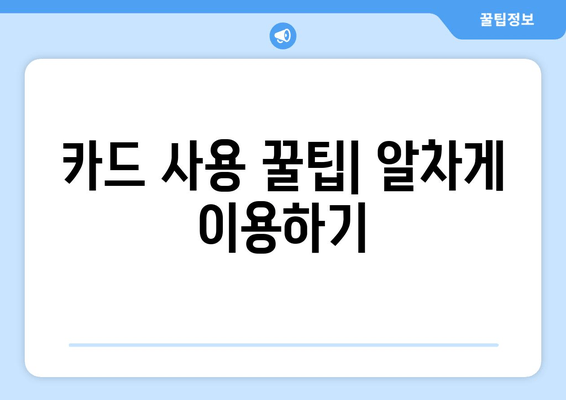 카드 사용 꿀팁| 알차게 이용하기