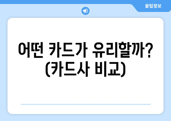 어떤 카드가 유리할까? (카드사 비교)