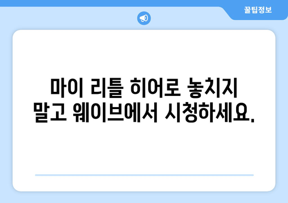 임영웅 "마이 리틀 히어로" 웨이브 무료 시청 & 편성표 확인 | 드라마 다시보기, 실시간 방송, VOD