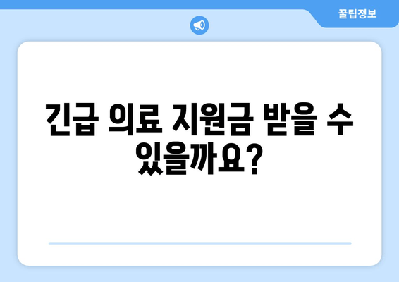 긴급 의료 지원금 신청 완벽 가이드| 자격 조건부터 절차까지 |  지원 대상, 필요 서류, 주의 사항