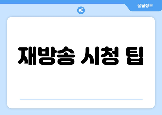 재방송 시청 팁