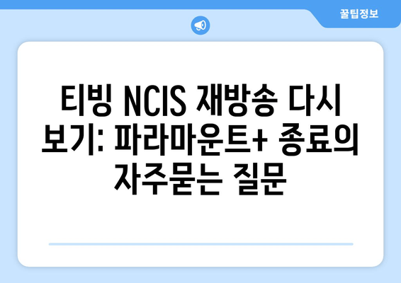 티빙 NCIS 재방송 다시 보기: 파라마운트+ 종료