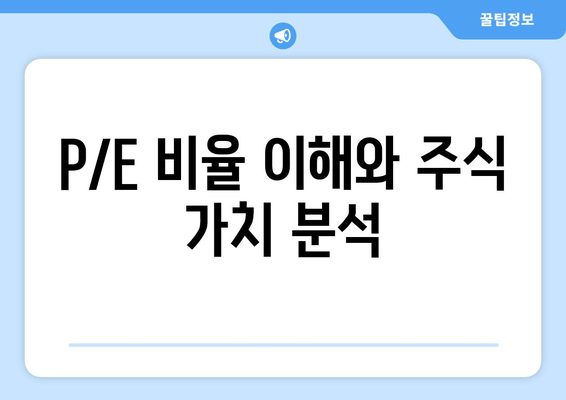 P/E 비율 이해와 주식 가치 분석