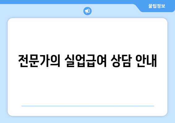 전문가의 실업급여 상담 안내