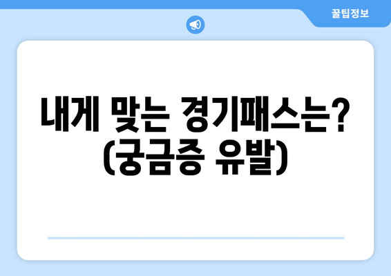 내게 맞는 경기패스는? (궁금증 유발)